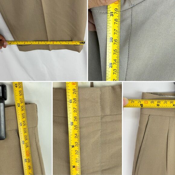 Vintage Dress Pants Pleated Front Cuffed Hems Mens 32 x 31 Beige - Picture 11 of 16